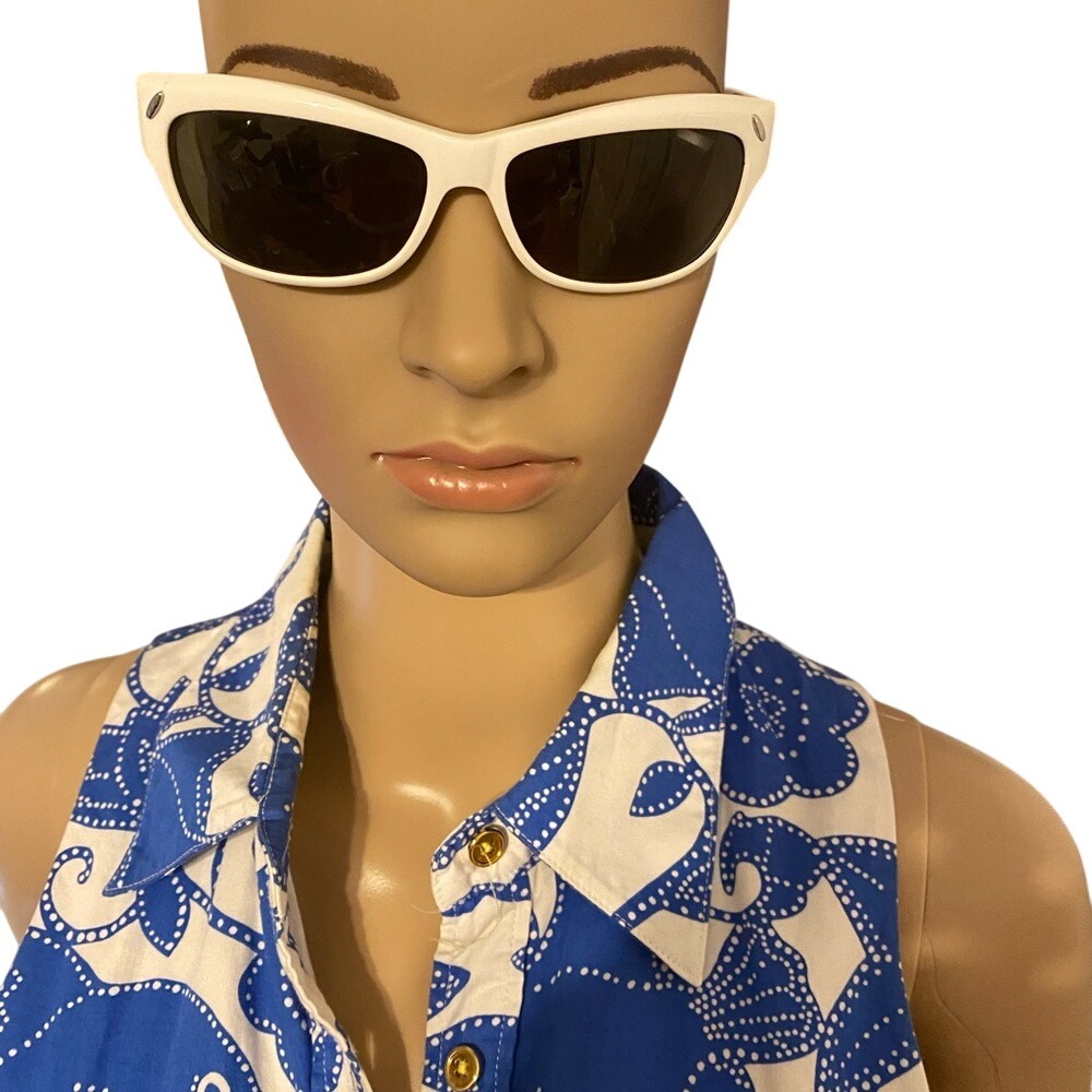 Mansfield Sunglasses White Frames Retro Style Designer Eyewear